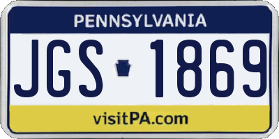 PA license plate JGS1869