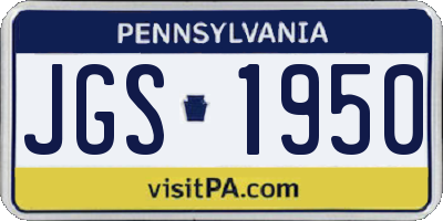 PA license plate JGS1950