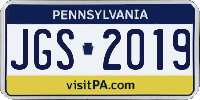 PA license plate JGS2019