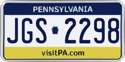 PA license plate JGS2298