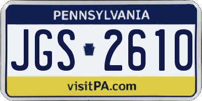PA license plate JGS2610