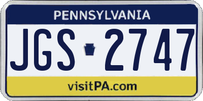 PA license plate JGS2747