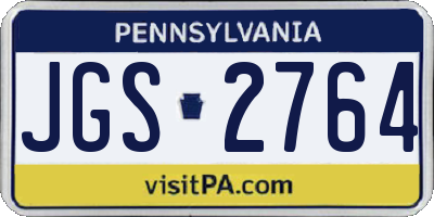 PA license plate JGS2764