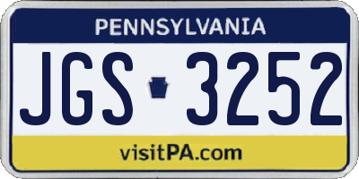 PA license plate JGS3252