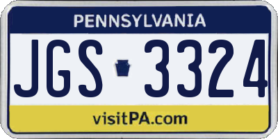 PA license plate JGS3324