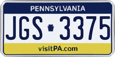 PA license plate JGS3375