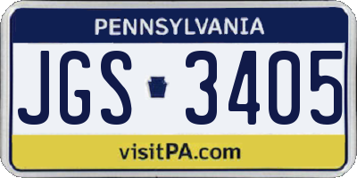 PA license plate JGS3405