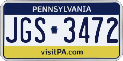 PA license plate JGS3472