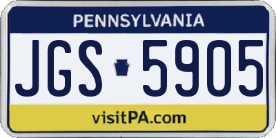 PA license plate JGS5905