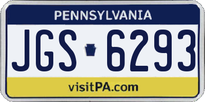 PA license plate JGS6293