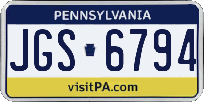 PA license plate JGS6794