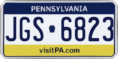 PA license plate JGS6823