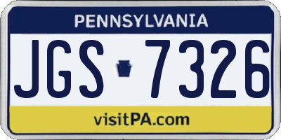 PA license plate JGS7326