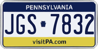 PA license plate JGS7832