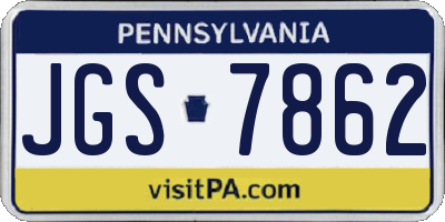 PA license plate JGS7862