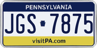 PA license plate JGS7875