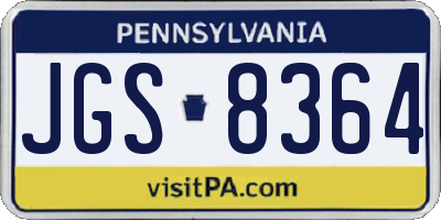 PA license plate JGS8364