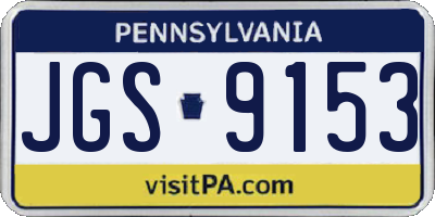 PA license plate JGS9153