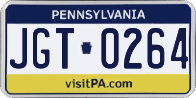 PA license plate JGT0264