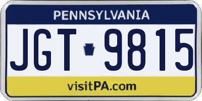 PA license plate JGT9815