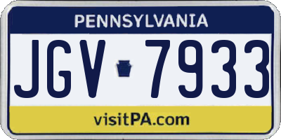 PA license plate JGV7933