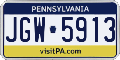 PA license plate JGW5913