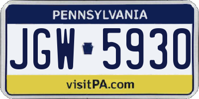 PA license plate JGW5930