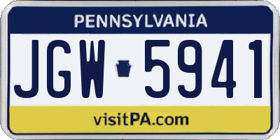 PA license plate JGW5941