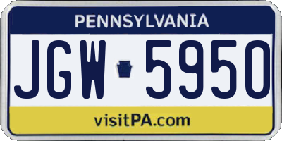 PA license plate JGW5950