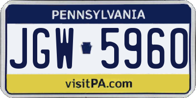 PA license plate JGW5960