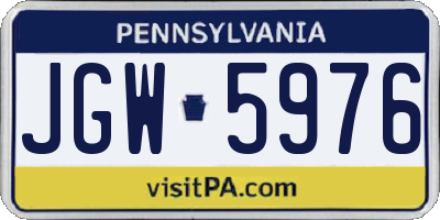 PA license plate JGW5976