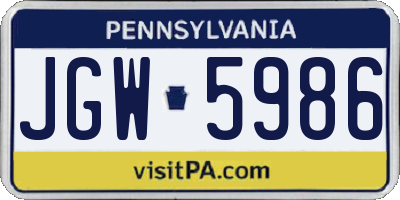 PA license plate JGW5986