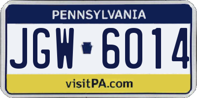 PA license plate JGW6014