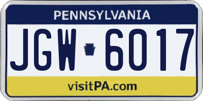 PA license plate JGW6017