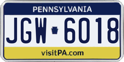 PA license plate JGW6018