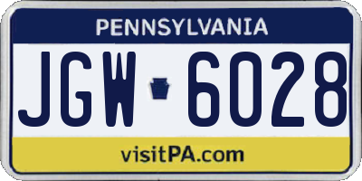 PA license plate JGW6028