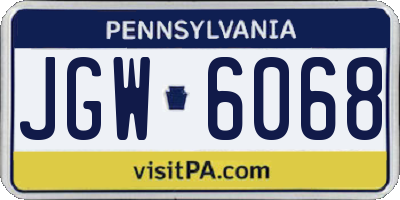 PA license plate JGW6068