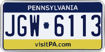 PA license plate JGW6113