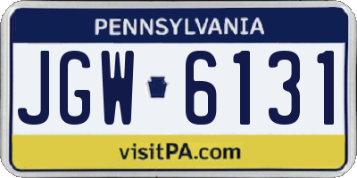 PA license plate JGW6131