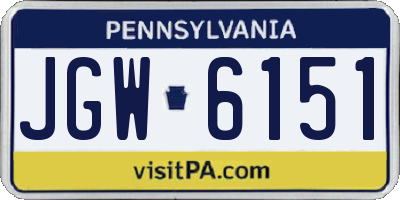 PA license plate JGW6151