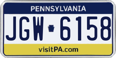 PA license plate JGW6158