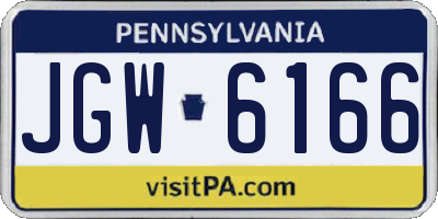 PA license plate JGW6166