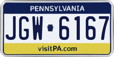 PA license plate JGW6167