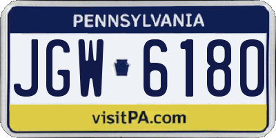 PA license plate JGW6180