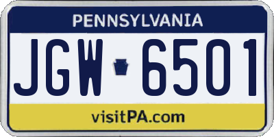 PA license plate JGW6501