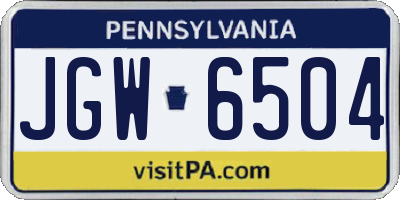 PA license plate JGW6504