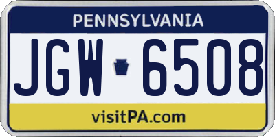 PA license plate JGW6508