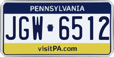 PA license plate JGW6512