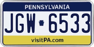 PA license plate JGW6533