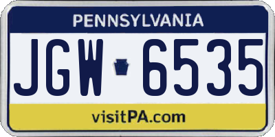 PA license plate JGW6535